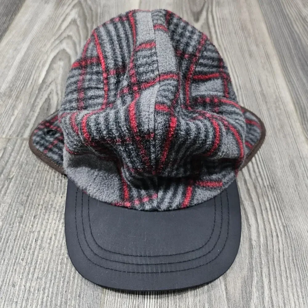 GAPKIDS PLAID TRAPPER HAT – S/M – RED FLEECE LINED – EAR FLAPS – WINTER CAP